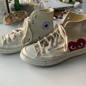 Converse Cream High-Top Sneakers. Size 6